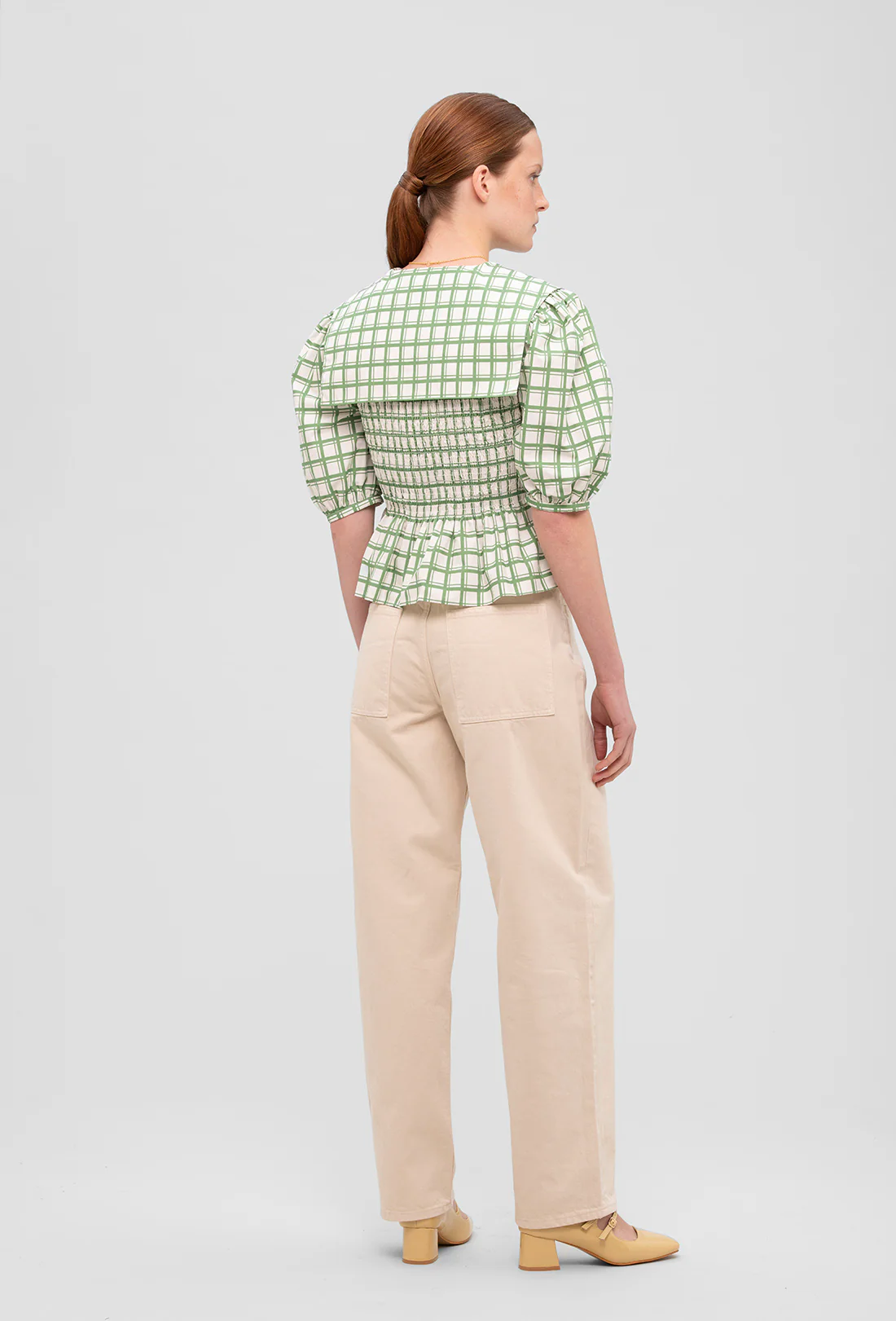 Rowan Blouse - Leaf Green Check - Zimenao