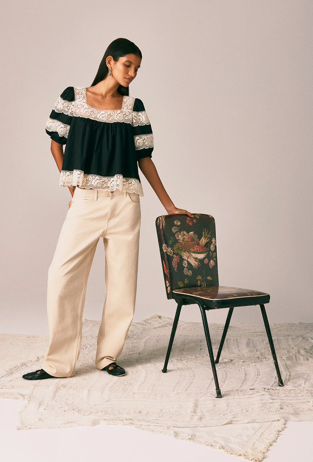 Nico Blouse - Black/Cream - Zimenao