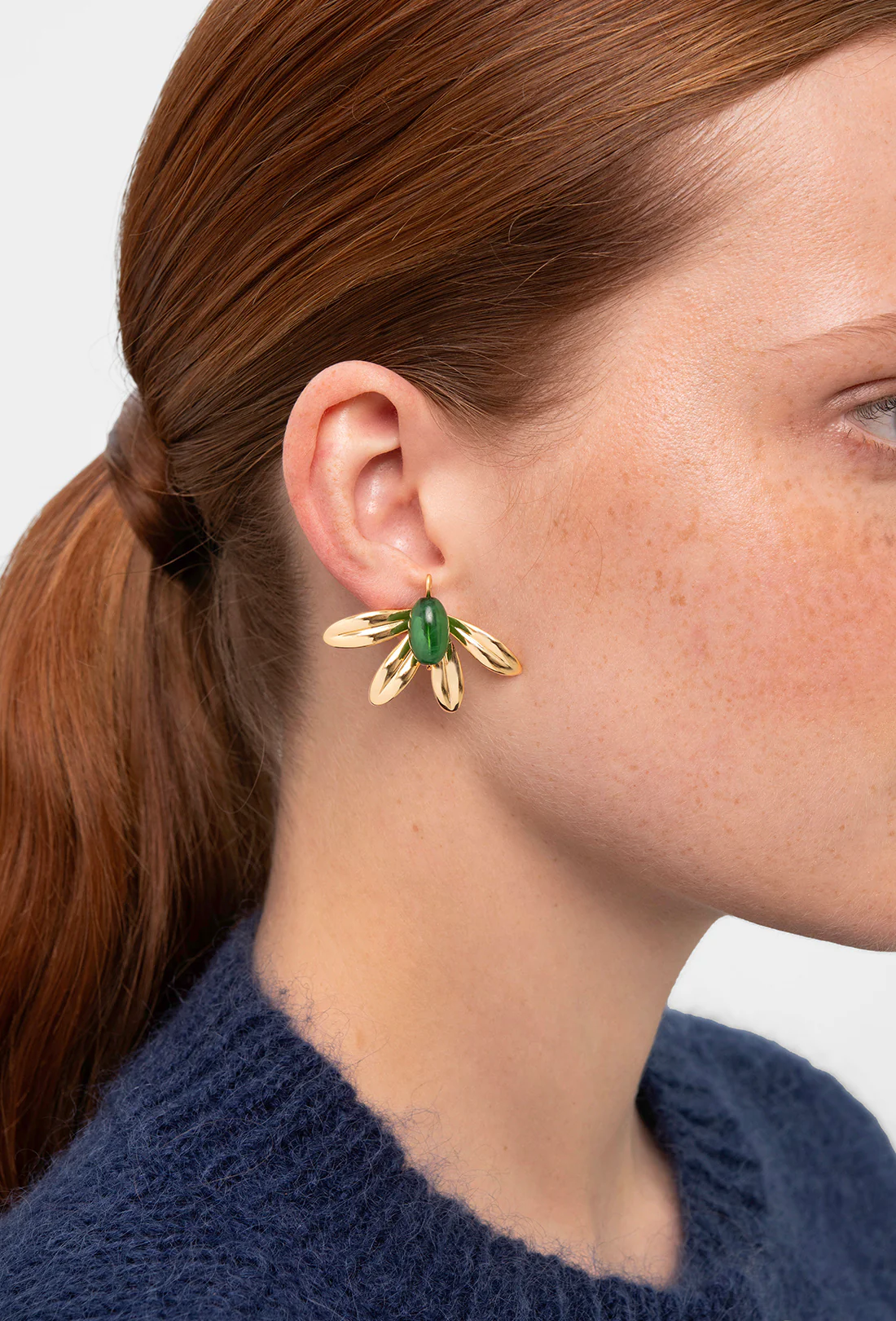 Syros Earrings - Gold/Green - Zimenao
